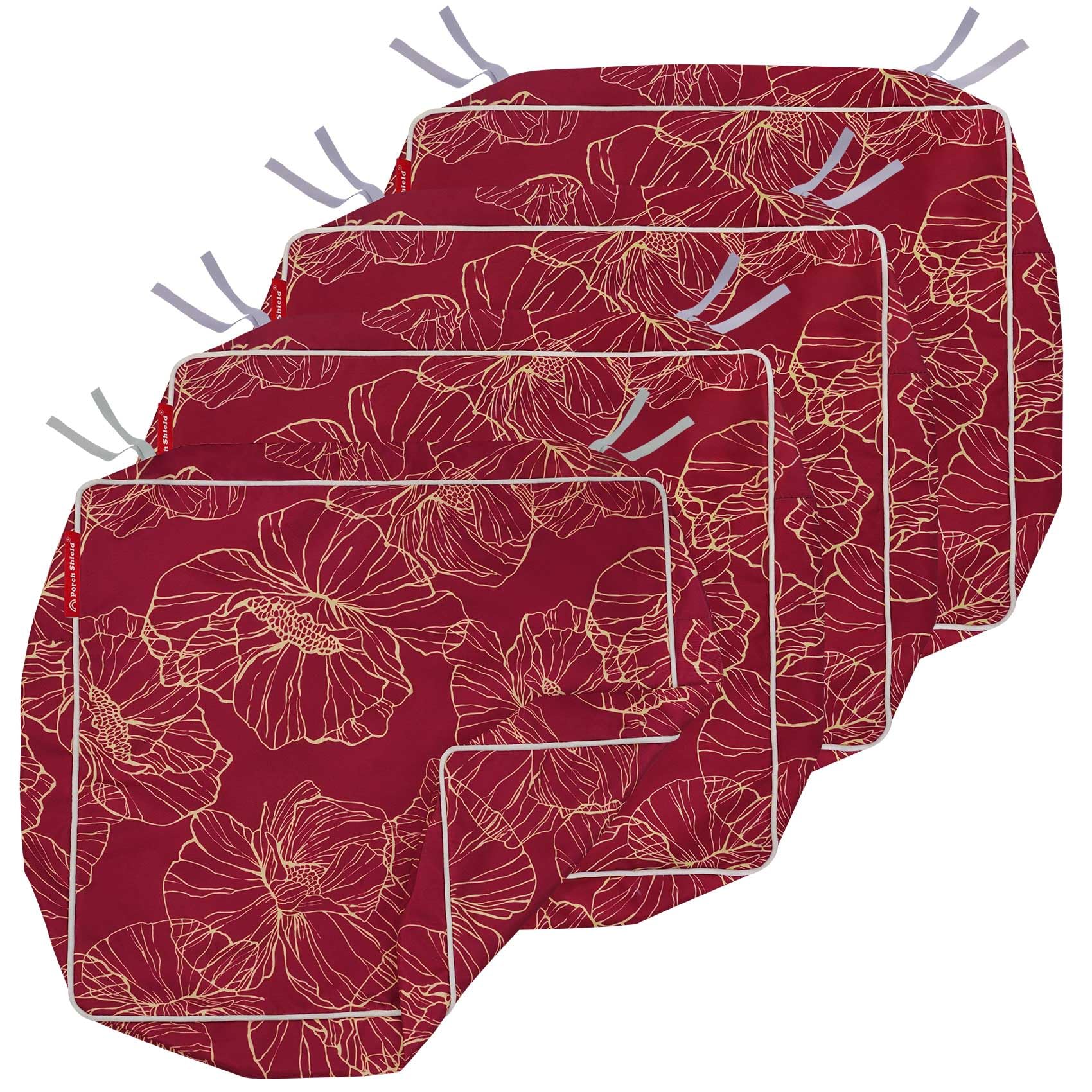 Porch Shield Outdoor Cushion Slipcovers Patio Chair Seat Cushion Covers Set 4 Waterproof Fade Resistant 22 x 20 x 4 inch, Summer Blooming