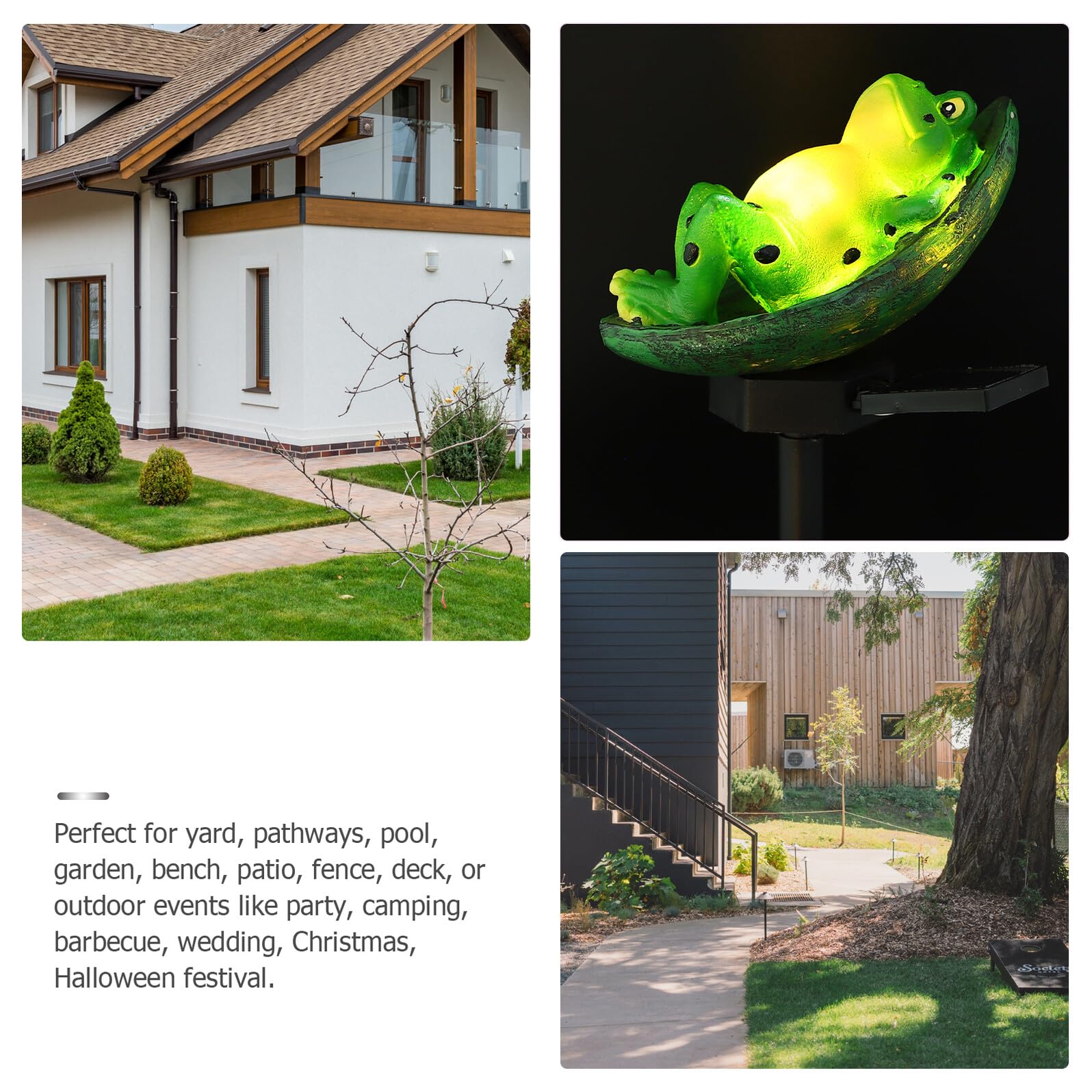 Yardenfun Luz Solar de Jardín Forma de Rana Lámpara Exterior de Césped con Estaca Resistente y Decoración para Patio y Jardín al Aire