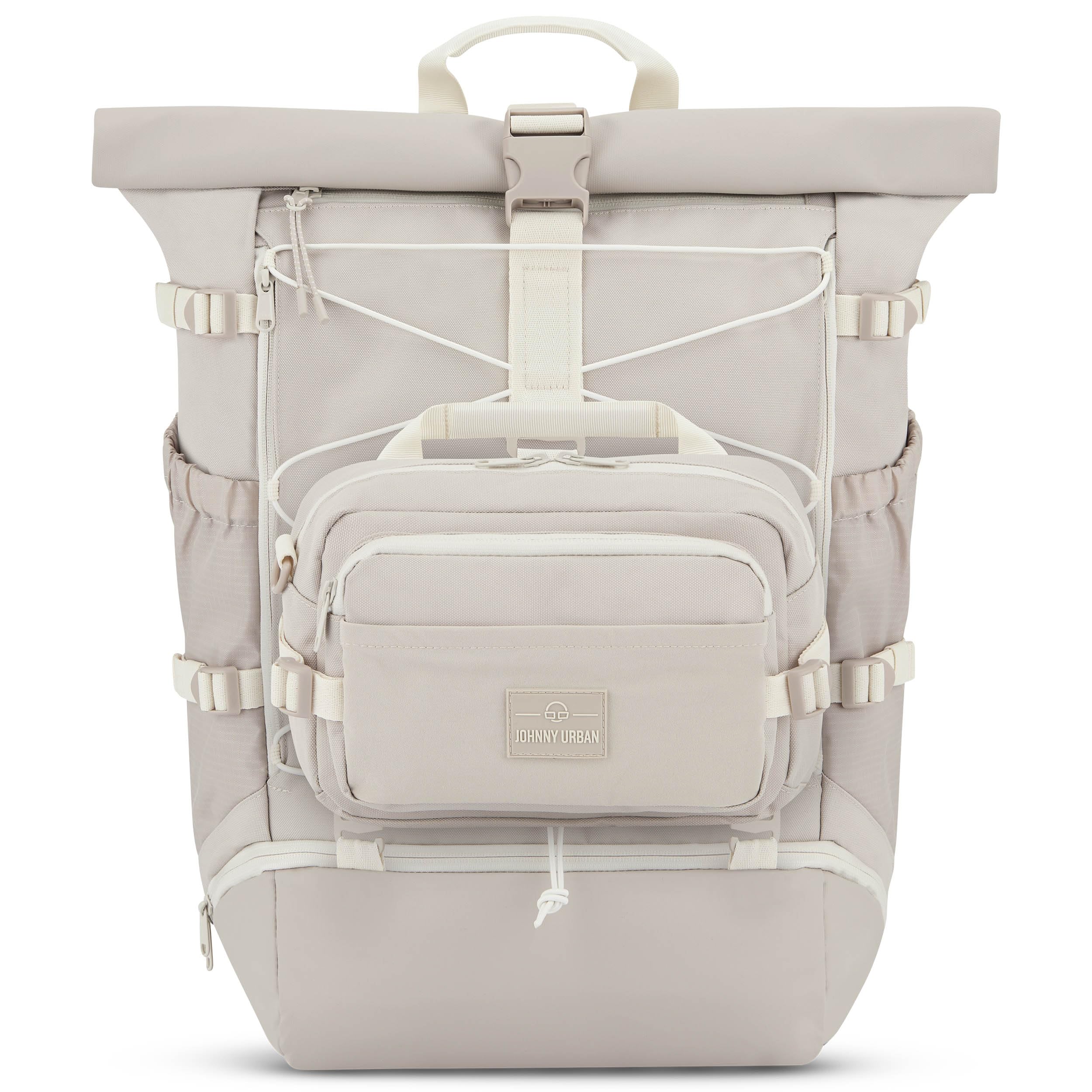 Johnny Urban Marsupio Uomo Donna Beige - Travis - Ampio borsone per escursioni e viaggi all'aperto - Airmesh traspirante e tracolla regolabile - Accessori per zaini da viaggio