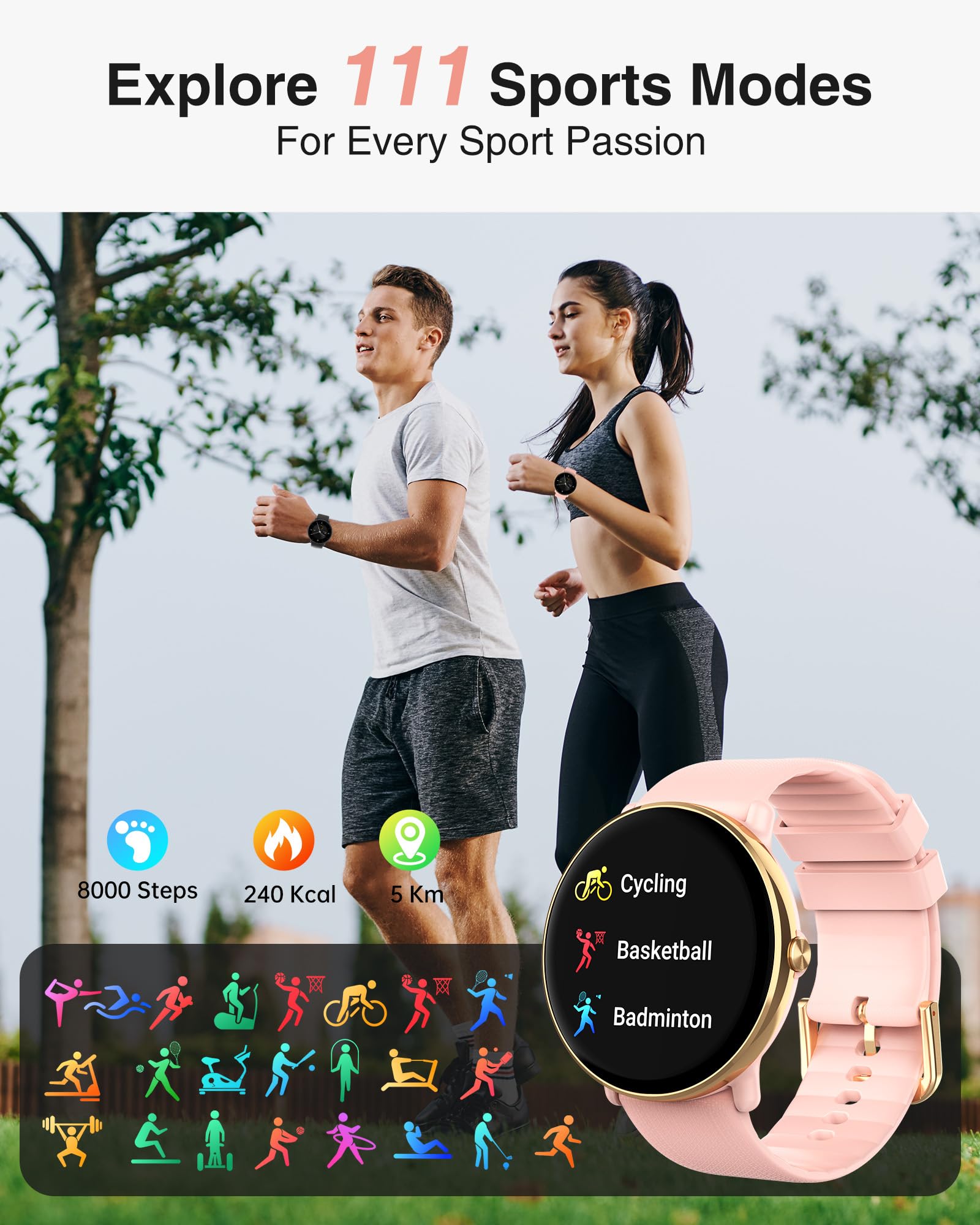 Gerpeng Smart Watches for Women, 1.43'' AMOLED Display, Smartwatch with Call Function, 111+ Sports, IP68 Waterproof - Image 4