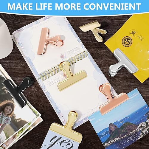 Miniatura 4 de Clips para bolsas, clips de acero inoxidable resistentes, paquete de 8 abrazaderas para bolsas de alimentos, ideal para cocina, oficina, para sellar