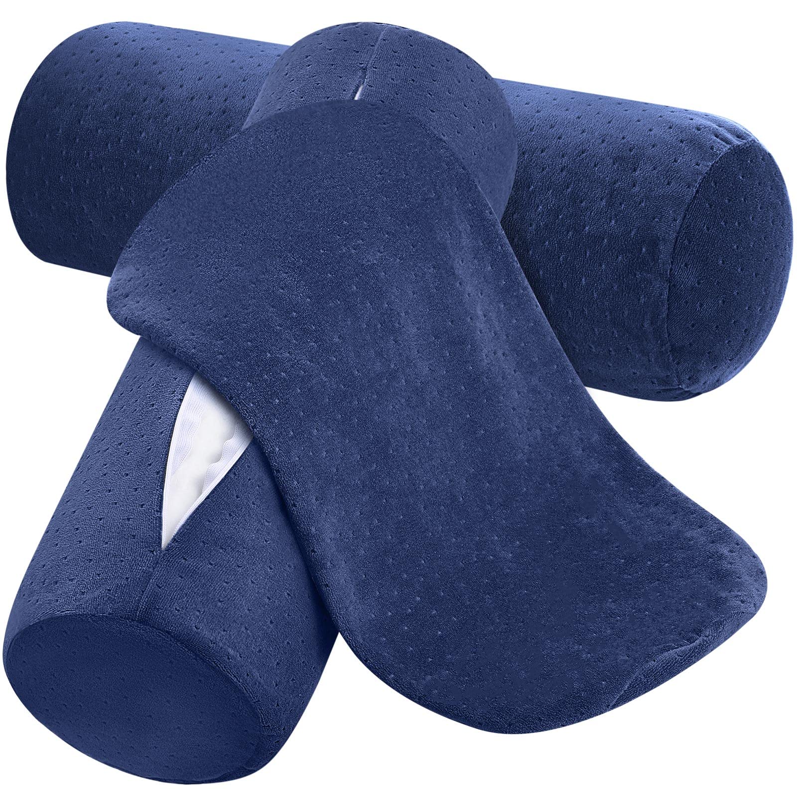 Housses de coussin cervicales cylindriques bleu marine