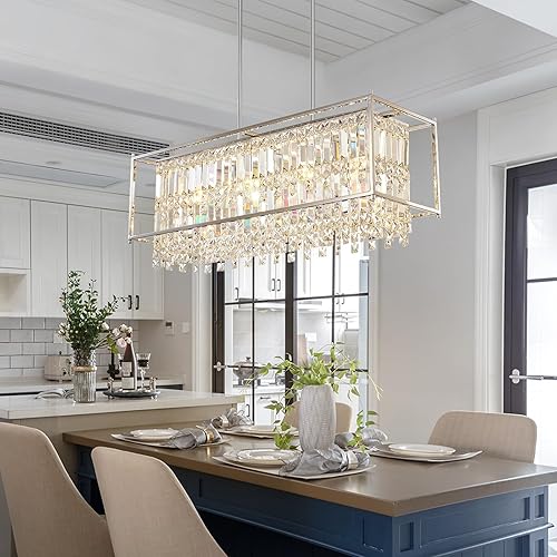 Miniatura 8 de HOSSEE Lámparas colgantes, iluminación de isla de cocina de 1 luz, moderna lámpara colgante de cristal, mini candelabros de cristal para comedor,