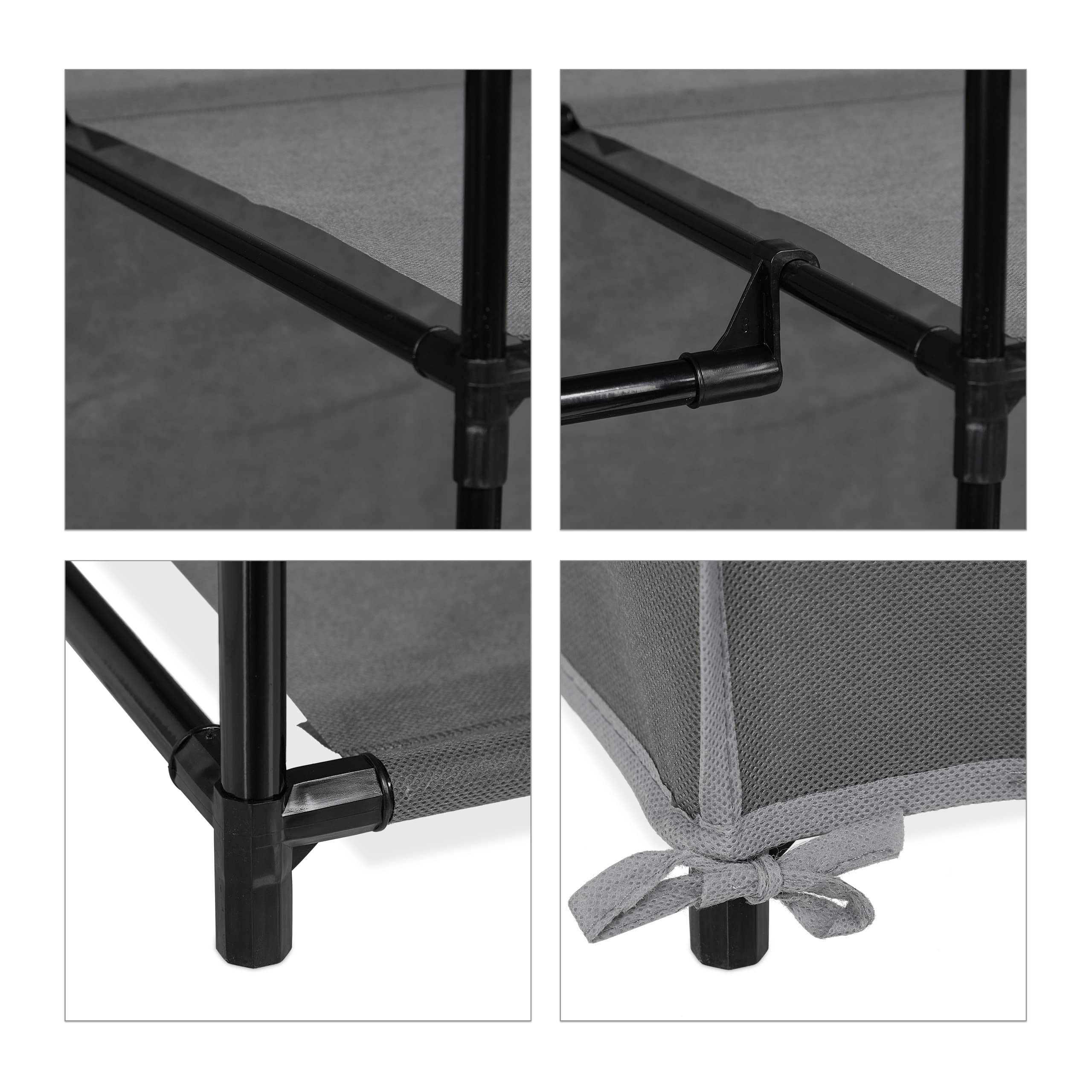 Relaxdays Penderie en Tissu, Tringle à vêtements et 6 Compartiments, 170x90x45 cm, Armoire Pliante, Solide, Anthracite