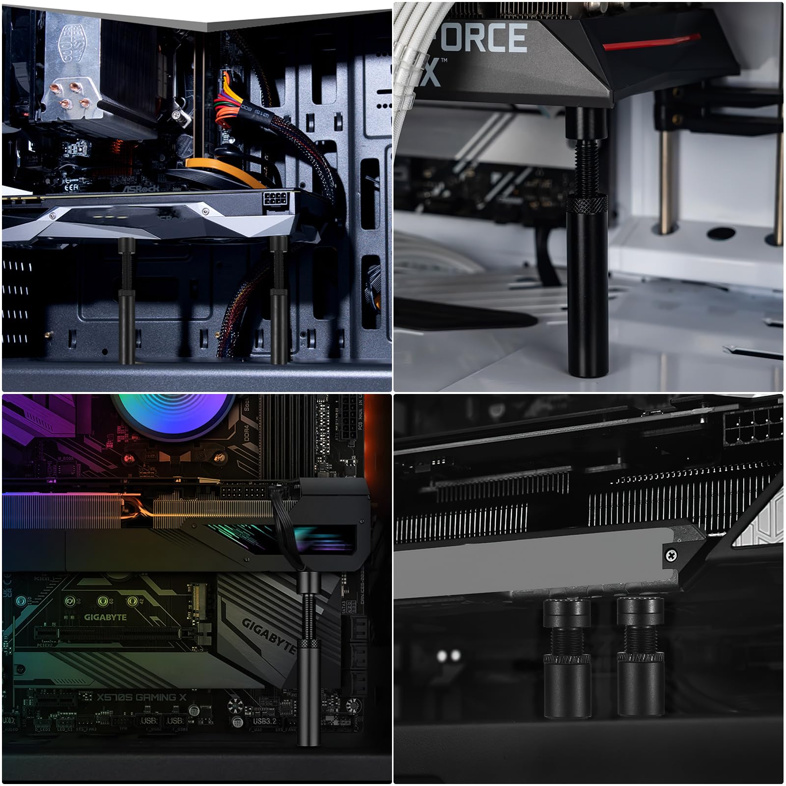 2 supporti GPU, supporto per schede grafiche regolabili con base magnetica, supporto in alluminio in due dimensioni 26-50 mm e 72-120 mm, supporto SAG per computer desktop. Supporto per scheda grafica