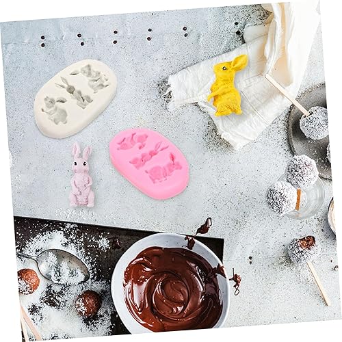 Miniatura 8 de HEMOTON Molde de silicona 3D para cubitos de hielo, bandeja de cubitos de hielo, moldes para hornear conejos, moldes de silicona para fondant,