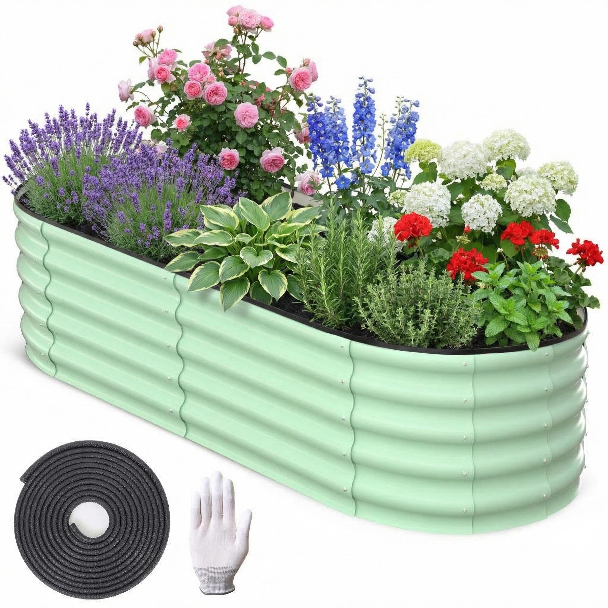GarveeLife 2-Pack Galvanised Steel Raised Garden Beds, 180x90x45cm Bottomless Outdoor Planter Boxes for Vegetables, Plants and Flowers