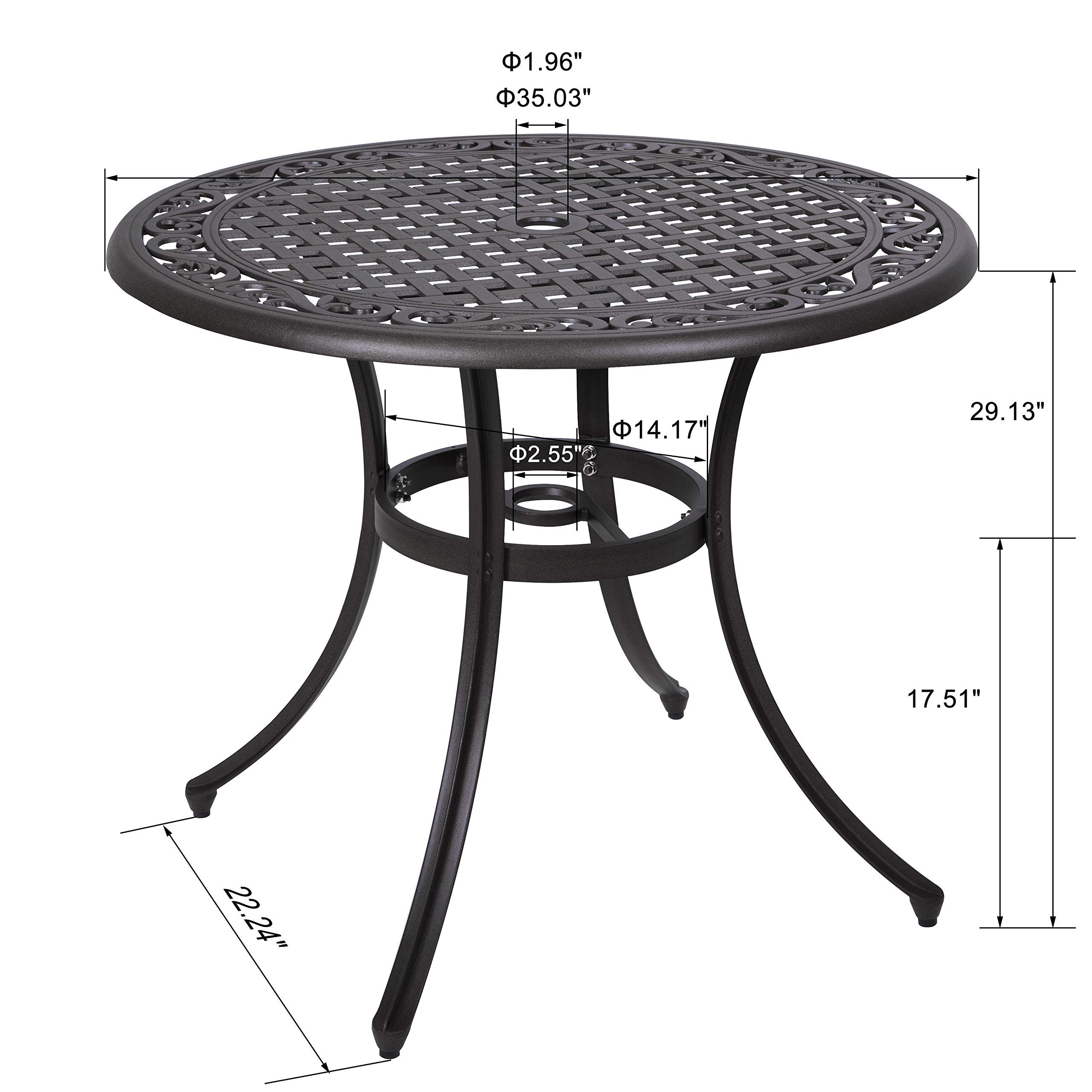 Buy Nuu Garden 36 Inch Patio Table with Umbrella Hole, Outdoor Round