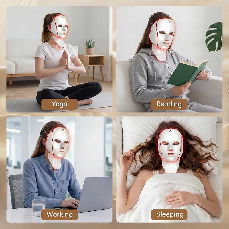 7-Color LED Facial Mask, Red Light Therapy for Face and Neck, At-Home Beauty Device image 7