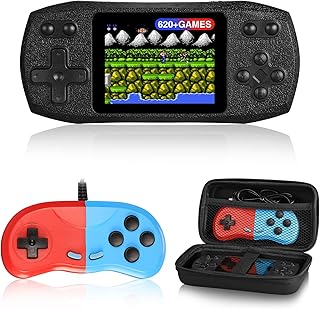 Handheld Game Console - Vaomon Handheld Games for Kids,620+ Classical FC Games,Retro Handheld Game Console with Portable Shell,Rechargeable Video Game Support Connecting TV &2 Players(Premium Black)