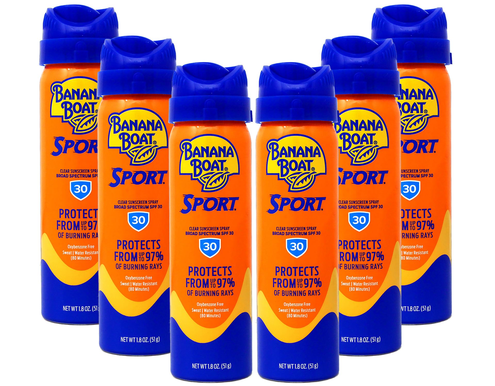 Banana Boat Continuous Spf#30 Sport 1.8 Ounce Cool Zone (6 Pieces) (53ml)