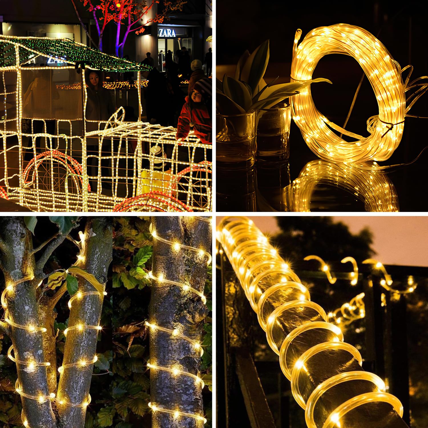 Randaco 40m LED Lichtschlauch, 960 LED Lichterschlauch Außen, IP20 Deko und Beleuchtung LED Schlauch, Schwarz Controller mit Memory-Funktion, für Garten, Party, Hochzeit, Halloween, Warmweiß | LEDs,13 mm PVC-Lichtschlauch,8 Programme,6-Std.-Timer,Speicher