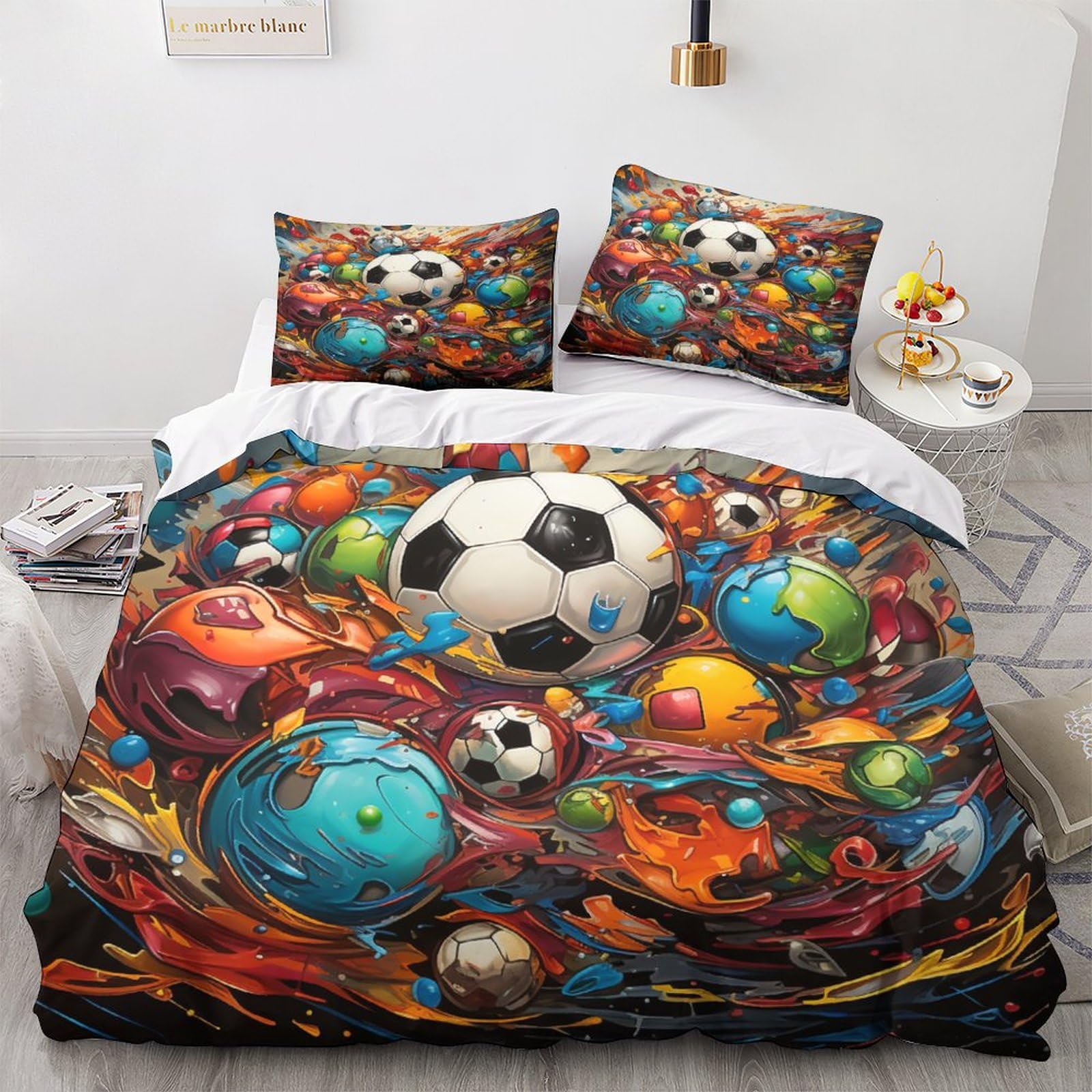Housse de couette football facile à laver sans repassage 200x200