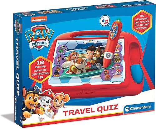 Clementoni Sapientino 16335 Travel Quiz Paw Patrol Electronic Educational Game, Interactive Pen, Children 4 Years + (Italian Version), Made in