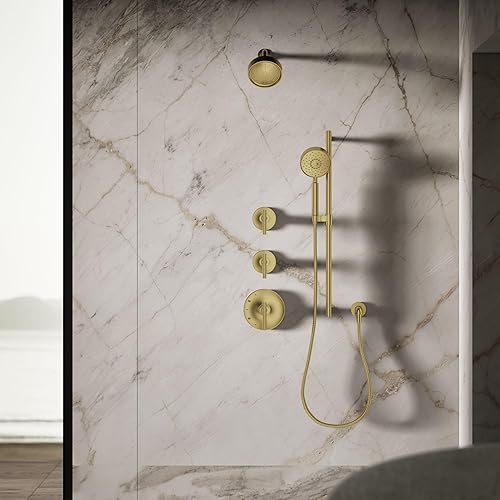 Miniatura 8 de Kohler 965-AK-2MB Purist Cabezal de ducha de una sola función, 2.5 gpm, latón moderno cepillado vibrante Latón cepillado vibrante.,Negro