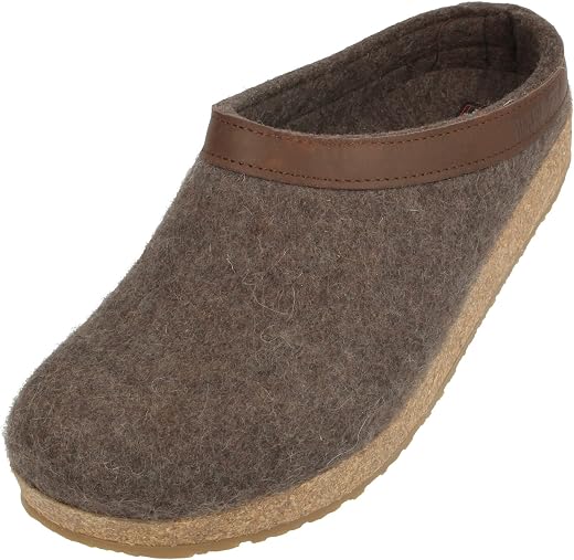 Haflinger Unisex GZL Leather Trim Grizzly Clog Smokey Brown 42 M EU / 11 B(M) US Women / 9 D(M) US Men