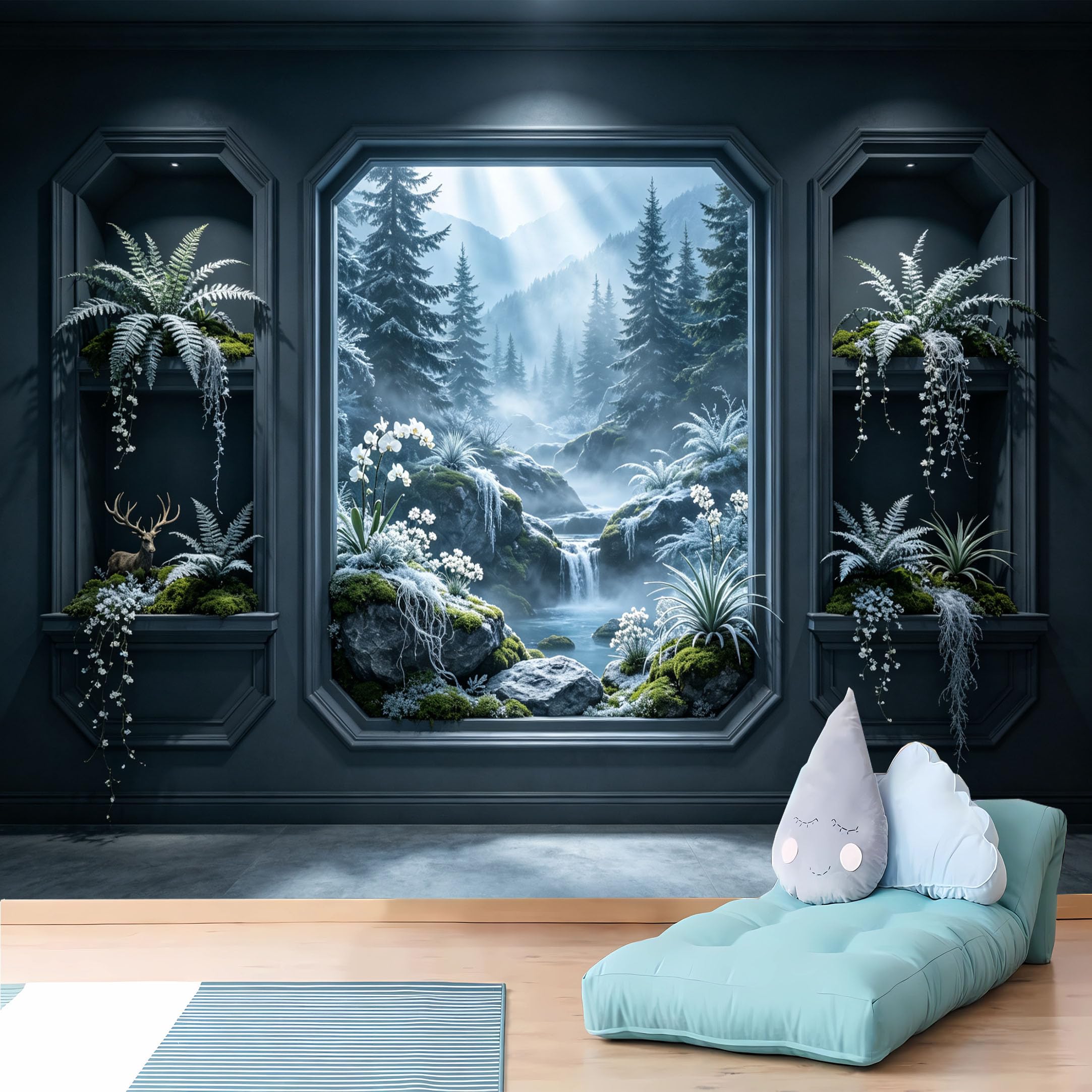 Custom Size Wall Murals Dark Niche Winter Forest Wall Murals Scenery Wallpaper Vivid Self-Adhesive Removable Wallpaper for Living Room Bedroom