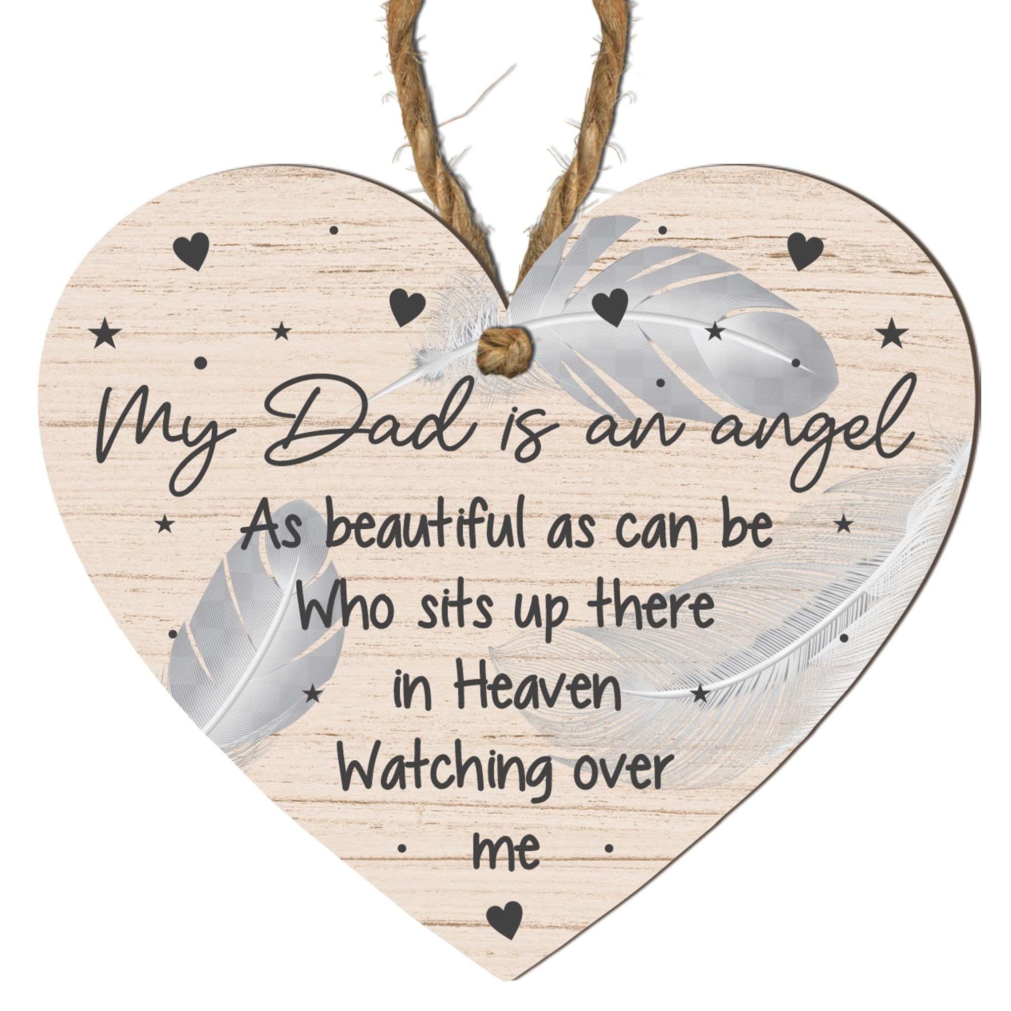 Heartfelt Dad Memorial Plaque: Angel Tribute, FSC Certified Wood, Indoor Decor, Personalised Hanging, Comfort in Bereavement Size 10cm x 9cm (Medium: 15 cm (H) × 13 cm (W))