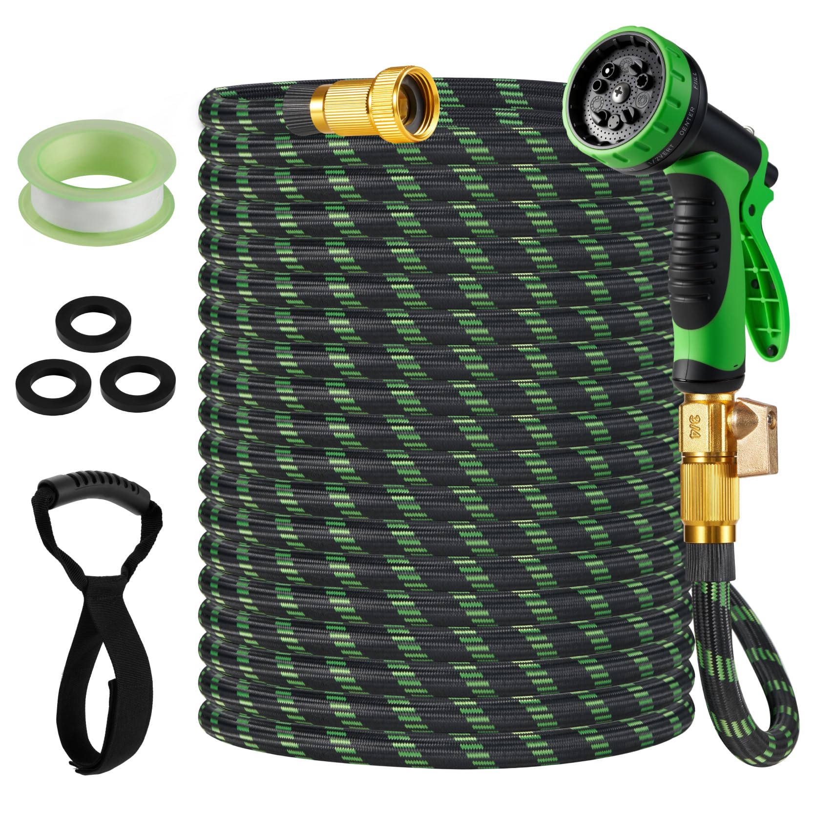 50ft Lightweight Flexible Garden Hose, Non-Expandable Water Hose with 10-Function Spray Nozzle for Yard,Outdoors,RV