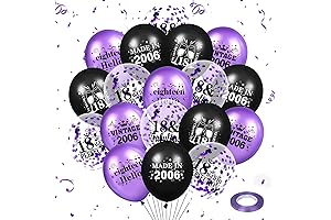 18th Birthday Balloons for Women - Vintage Purple 2006 Birthday Party Decorations 18Pcs