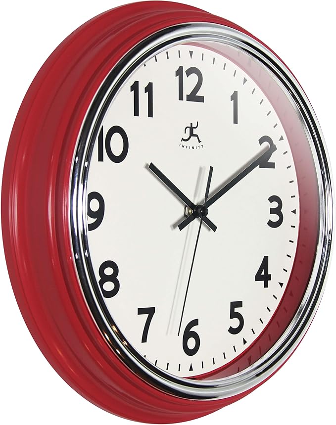 Reloj de pared Infinity Instruments Retro 12 pulgadas Rojo miniatura 6