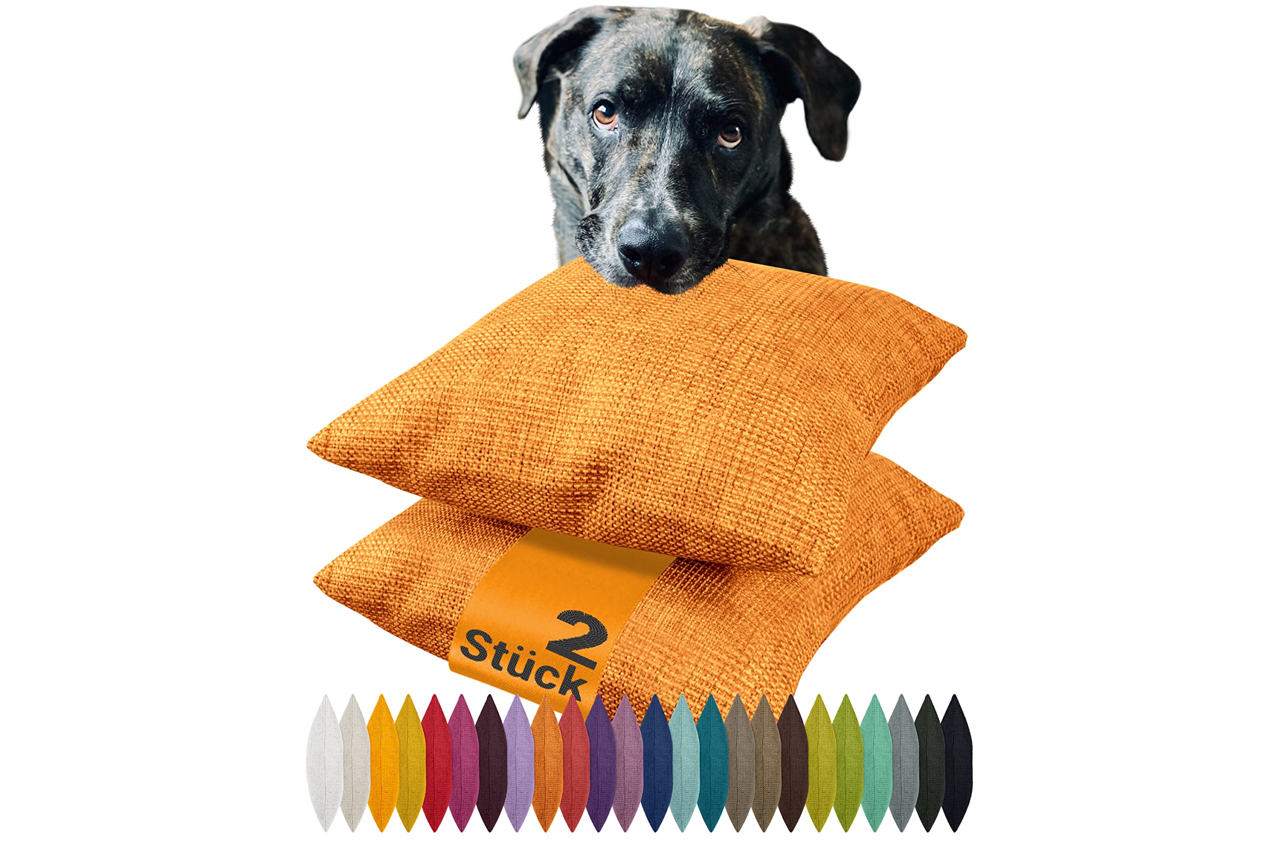 npluseins 2er Pack Kissenhüllen mit Struktur-Muster - Polsteroptik 617.767, 1 Pack (2 Stück) - Kissenhüllen 50 x 50 cm, orange meliert