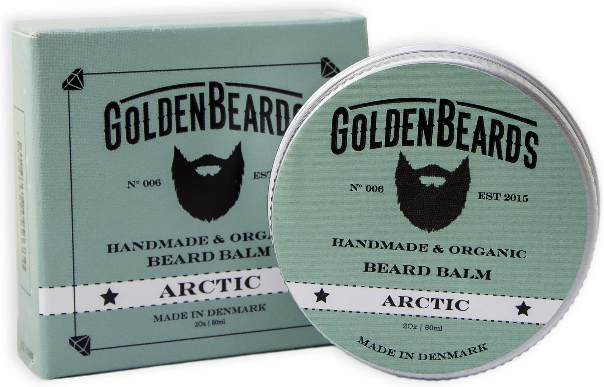 Organic Beard Balm Arctic 60ML - 100% Natural | Jojoba & Argan & Apricot Oil, Peppermint, Orange and Tea Tree. All Our Products are 100% Handcrafted & Handmade. Made in Denmark