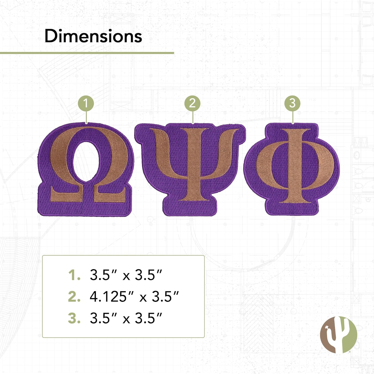 Desert Cactus Omega Psi Phi Patch – Embroidered Iron On/Sew On Applique for Blazers, Jackets, Backpacks, Bags, Hats & Tactical Gear – OPP Omega Ques (Design I) (Pack of 2)