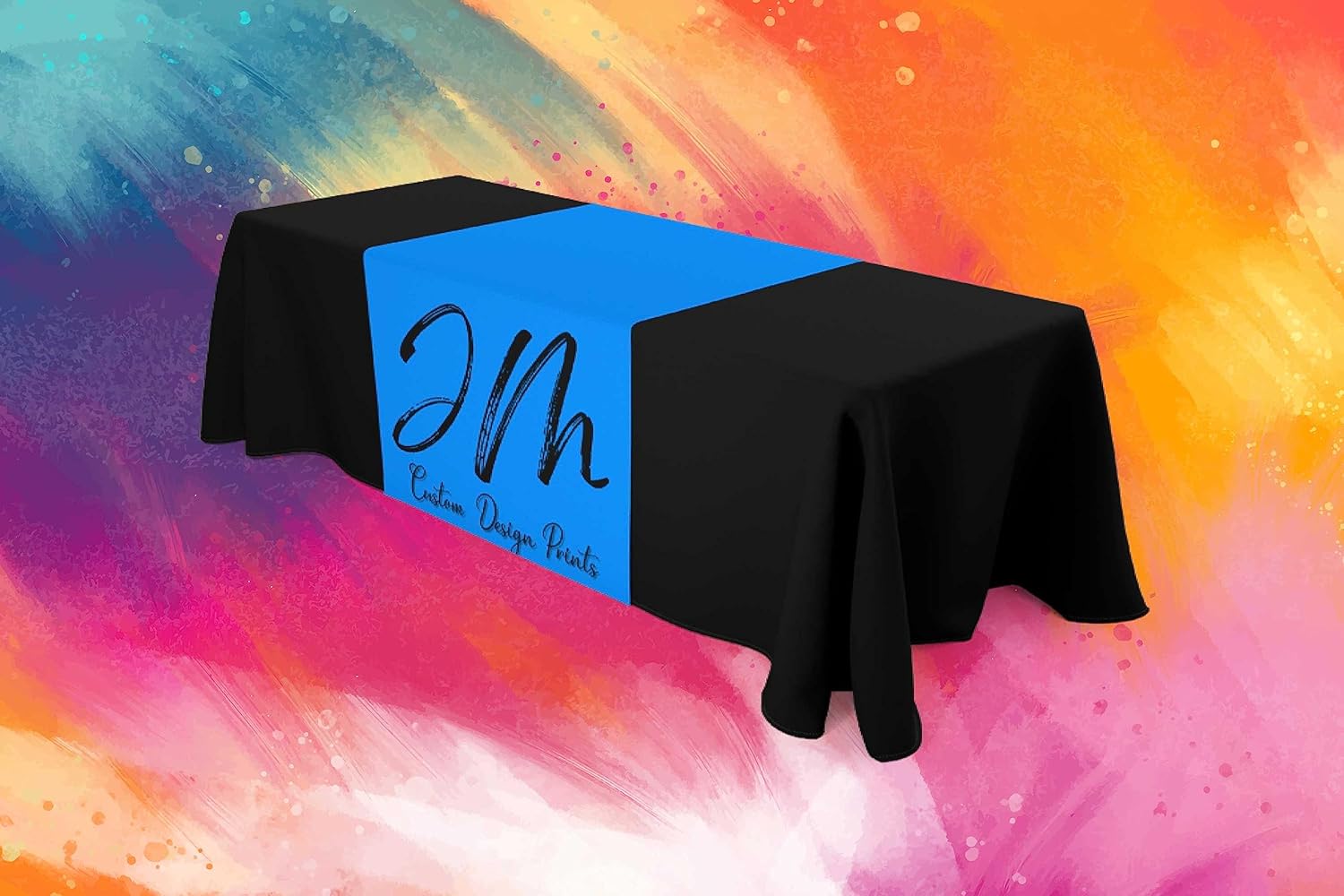 Custom Table Runner Multi Size with Business Logo or Your Text Personalized Tablecloth Runners Customize with Logo for Birthday Wedding Anniversary Tradeshow Events (36x72 Inches)