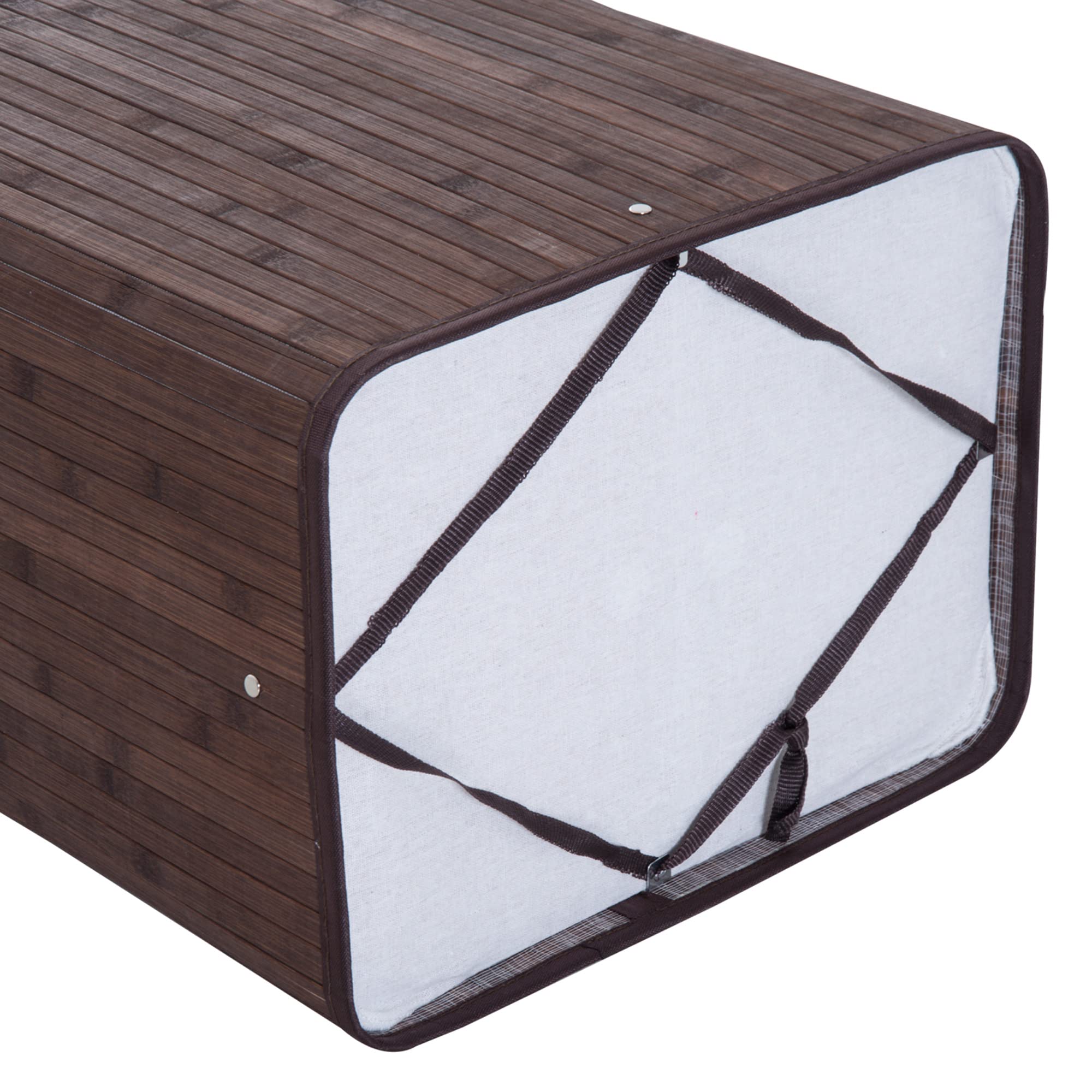 HOMCOM Cesto de Ropa Sucia Plegable con Tapa 67L, Cesta Ropa Sucia de Bambú, 2 Compartimentos, Bolsa Extraíble, para Dormitorio, Baño, Lavandería, 40x30x60 cm, Marrón