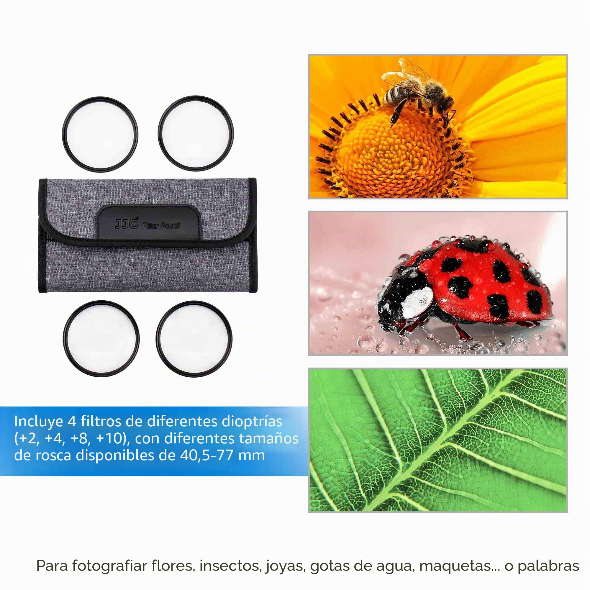 Kit de Filtro Macro para Primeros Planos JJC de 77 mm (+2, +4, +8, +10) con Bolsa de Filtro para Sony A6600 A6500 A6400 A7C + Sony FE 24-105 mm f / 4 y Otra cámara con Lente de Rosca de 77 mm