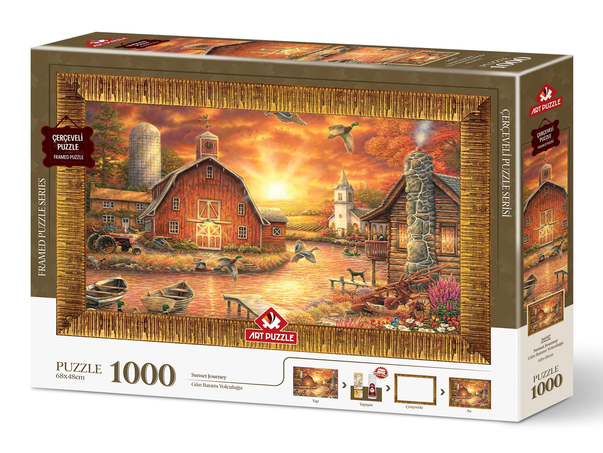 Art Puzzle Puzzle ramowe z motywem zachodu słońca, 1000 elementów