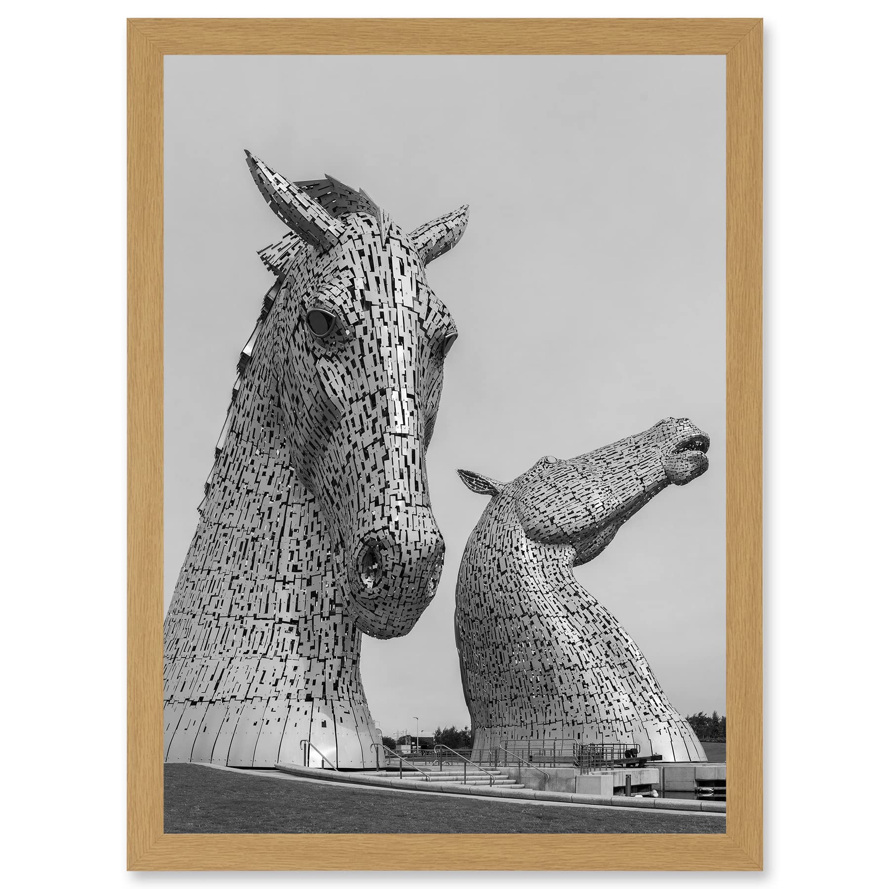 Wee Blue Coo Fines Kelpies Horse Sculptures Falkirk Scotland Artwork Framed Wall Art Print A4
