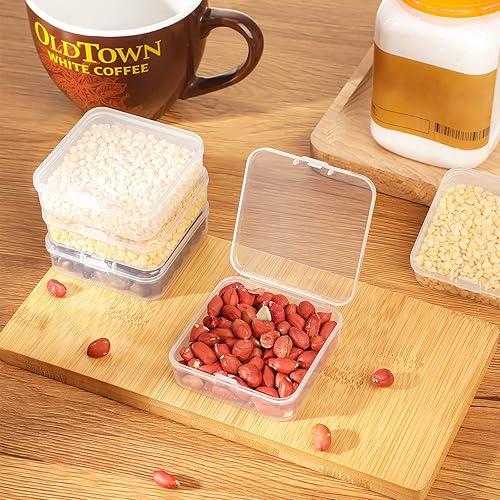 Miniatura 5 de Paquete de 48 recipientes de plástico transparente pequeños con tapa con bisagras para objetos pequeños, manualidades, joyería (2.52 x 2.52 x 0.79