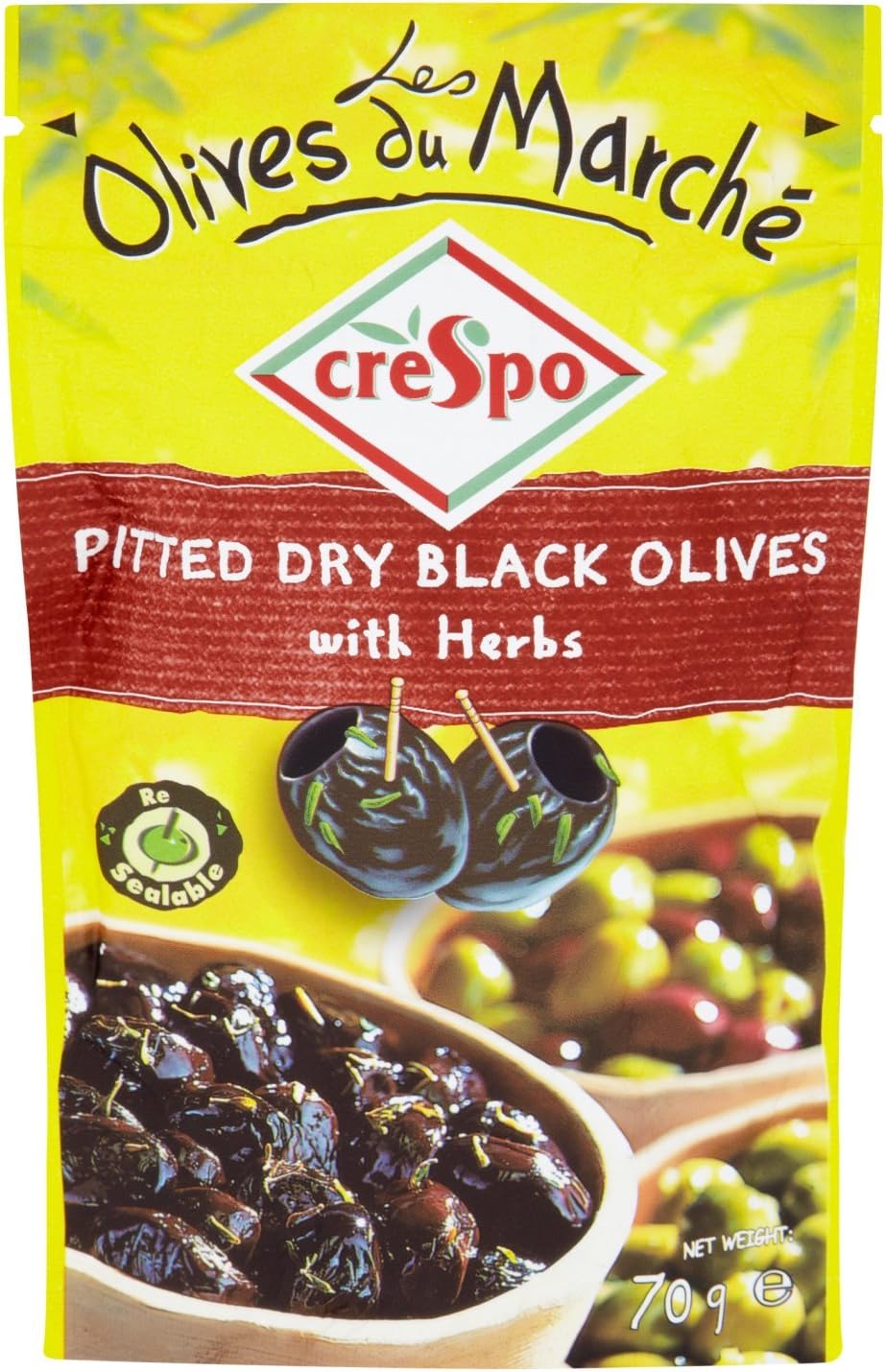 Crespo Pitted Dry Black Olives with Herbs, 70g Amazon.co.uk Grocery