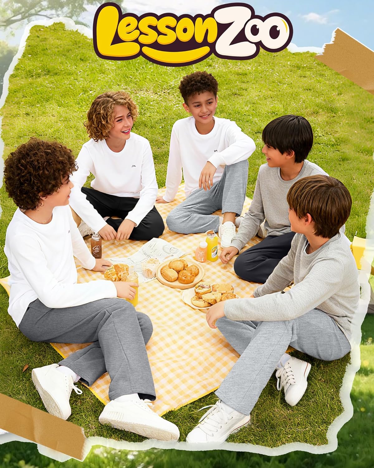 4 Pack Boys Sweatpants Straight Leg Open Bottom Athletic Joggers Lightweight Elastic Waist Pants with Pockets - Image 3