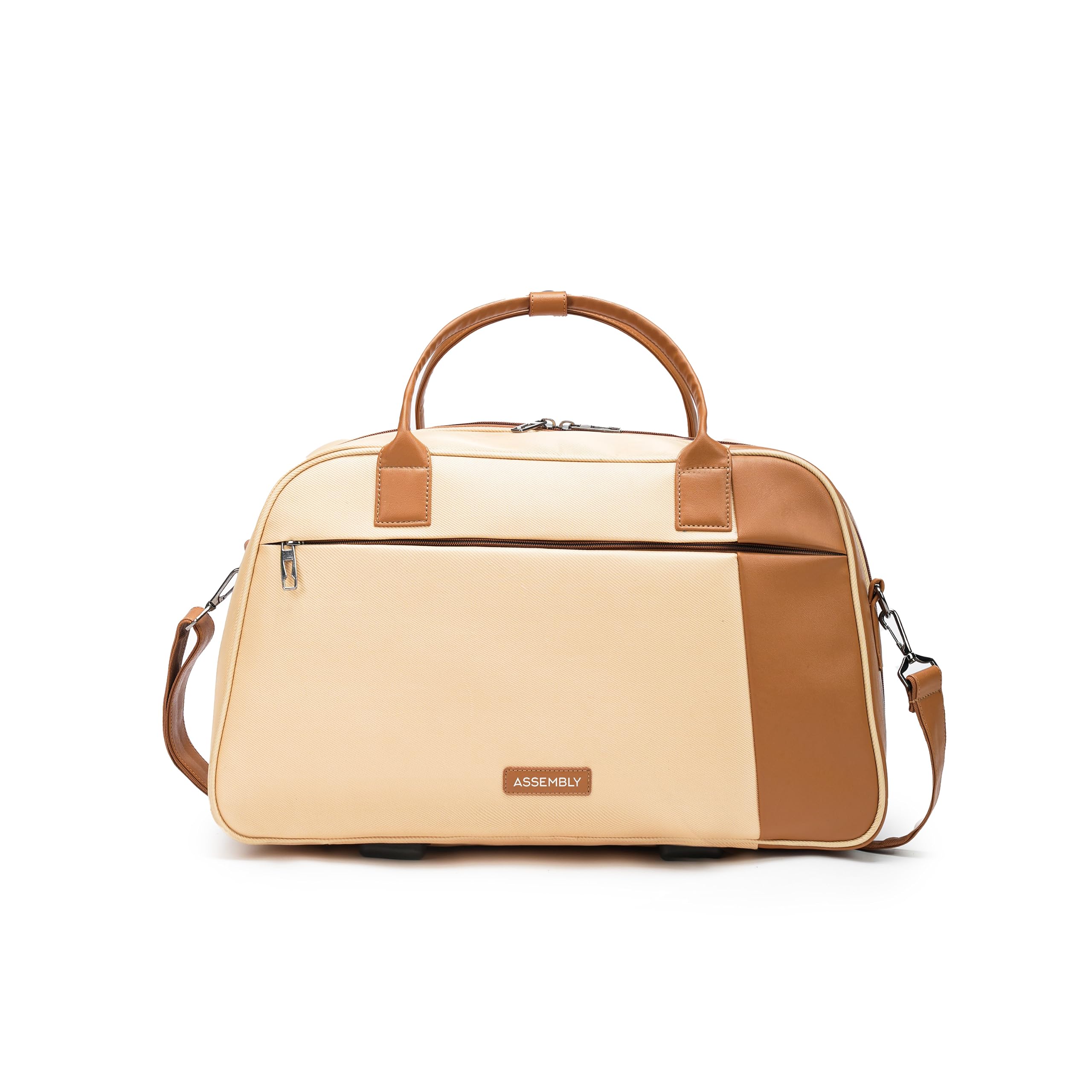 THE ASSEMBLYPolyester Assembly Duffle Bag For Travel 38 Litres|Weekender Travel Bag With Separate Organiser Compartments - Verve (Beige), 50 x 25 x 30 centimeters