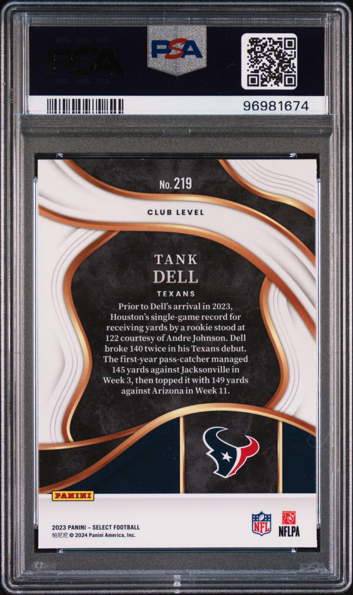 Amazon.com: Graded 2023 Panini Select Tank Dell #219 Rookie RC