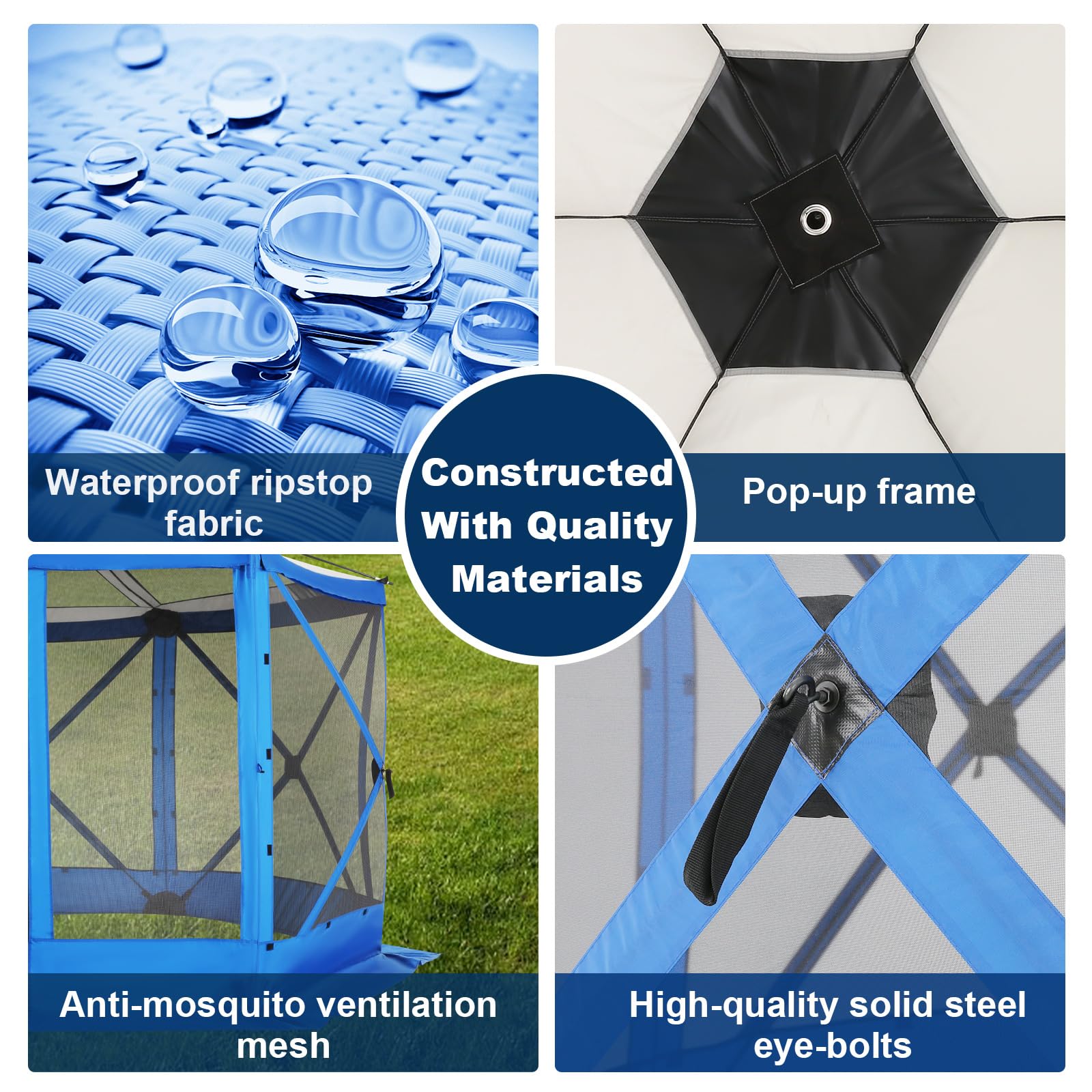 COBIZI Pop Up Gazebo Starry Sky Screen Tent Screen House with a mesh top for Camping, 12x12 Screen Room with Mosquito Netting, Hub Tent Instant