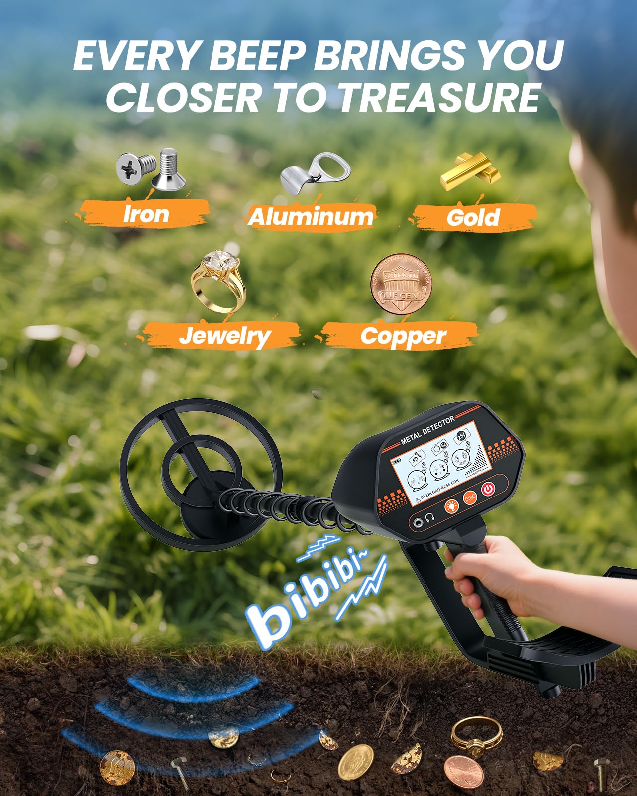 DetectTrek MD-4070 Metal Detector for Kids, Easy to use, Fun LCD