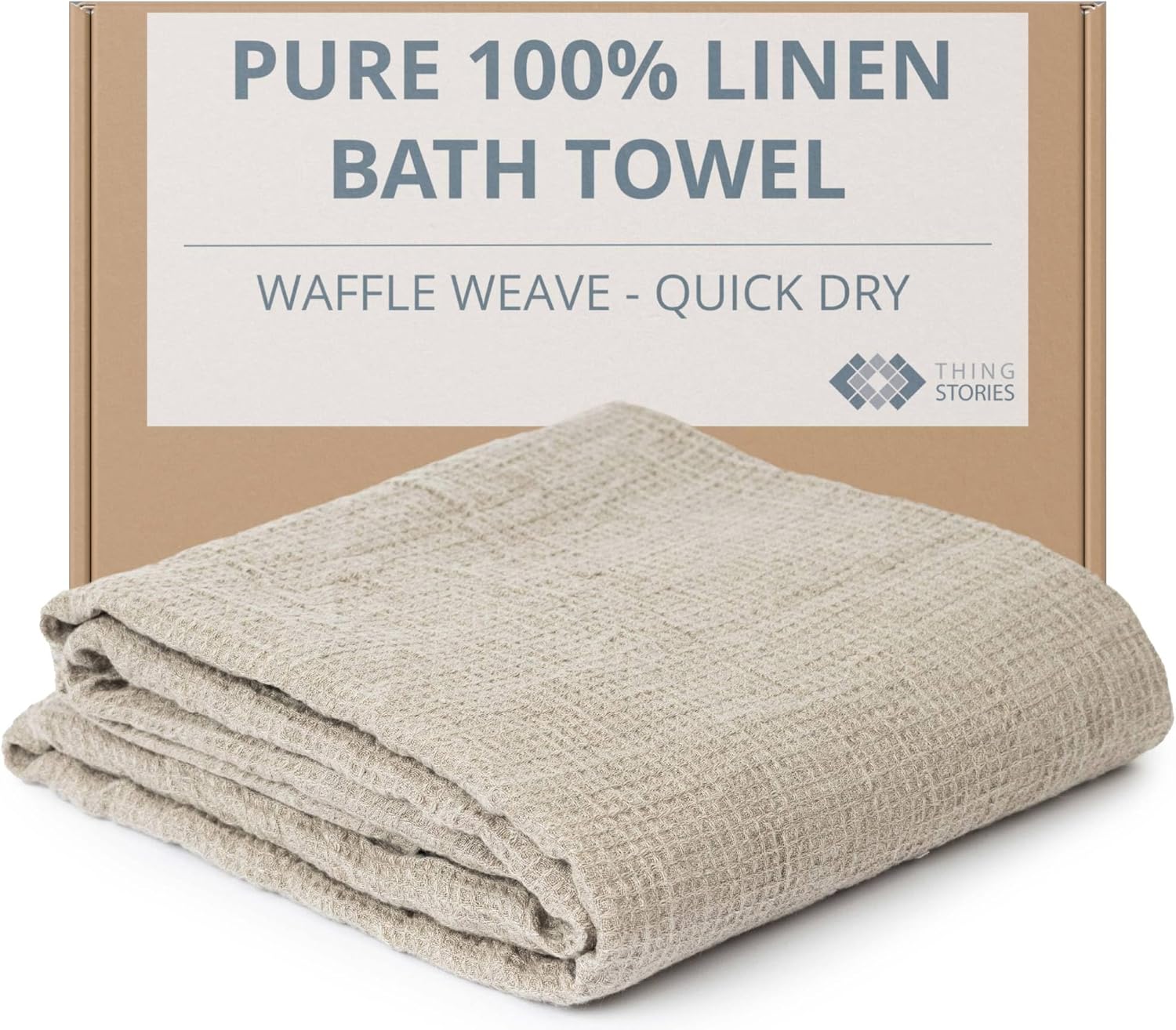 Pure 100% Linen Bath Towel - 30x60-inch Lightweight Travel Towel - Linen Beach Towel Waffle Weave Quick Dry Hair Towel - Thin Towels for Bathroom