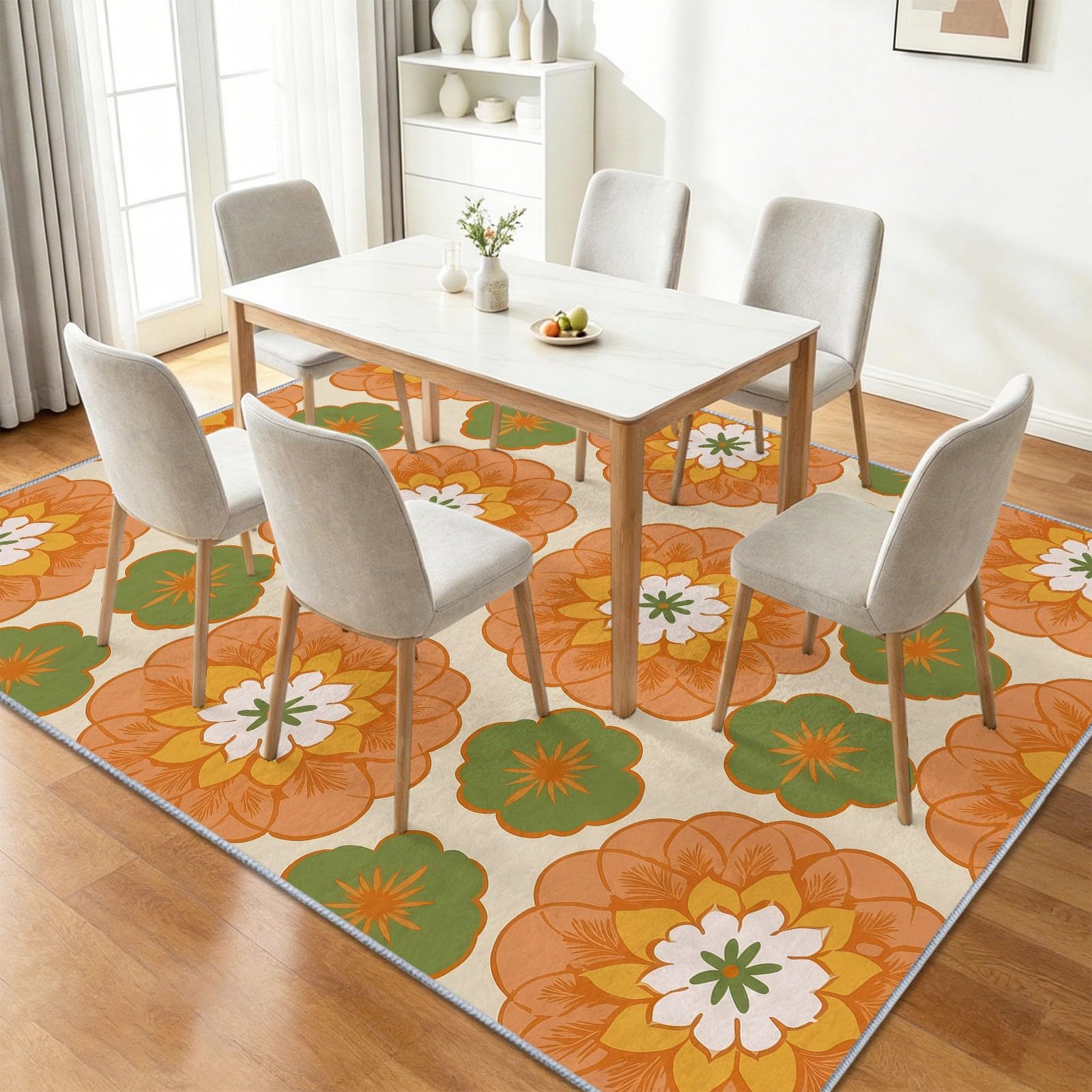 Tappeto retrò anni '70 per soggiorno, 140 x 200 cm, motivo quadrifoglio, per camera da letto, morbido, a pelo corto, antiscivolo, classico, per sala da pranzo, ufficio, cucina, cameretta dei bambini
