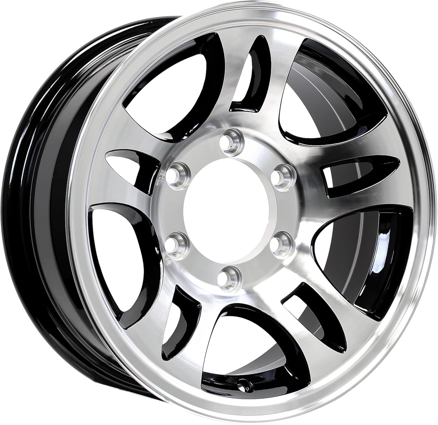 eCustomrim Aluminum Trailer Wheel 15X6 15 Inch T03 Black Style 6 Lug On 5.5 Inch Center Rim