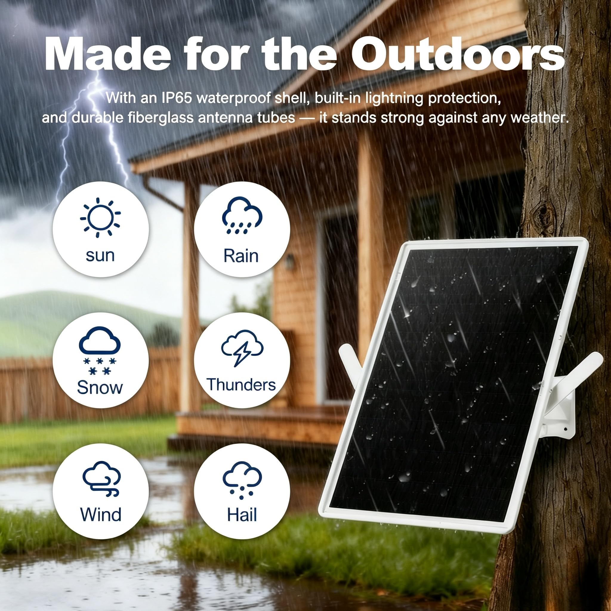 Répéteur WiFi Solaire, Amplificateur de Signal WiFi, Amplificateur WiFi, 2,4 GHz 300 Mbps Couverture 200 m, Étanche IP65 pour Jardins, Fermes et Espaces Extérieurs