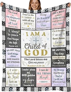 Christian Gifts for Women Blanket – Child of God – Baptism Gifts for Girl Daughter Granddaughter Goddaughter – Confirmation Christening Communion Birthday - Inspirational Catholic Prayer Throw 50"x60"