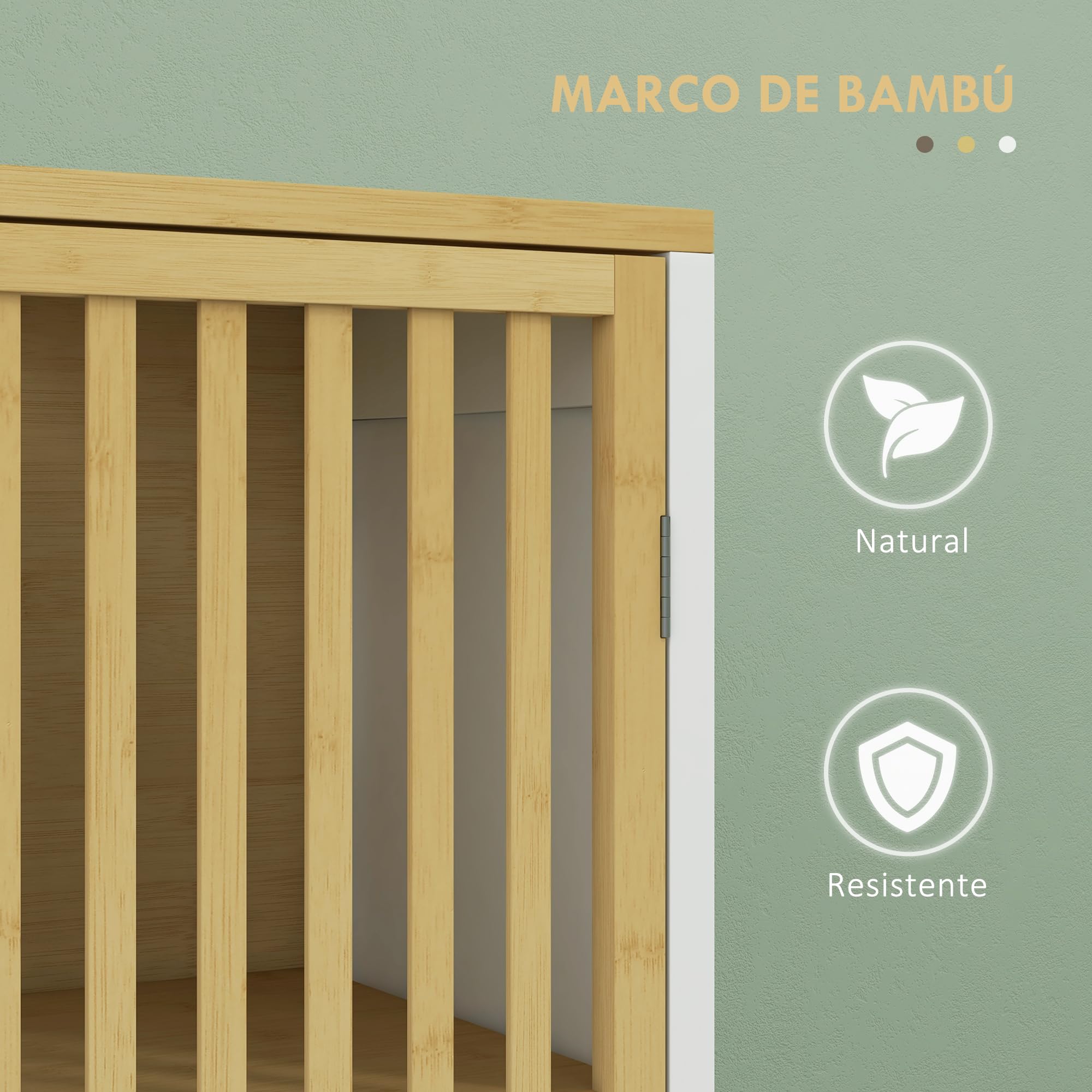 HOMCOM Mueble para Debajo del Lavabo Armario de Almacenamiento Bajo Lavabo de Bambú con Estante Ajustable y Puerta Doble Carga 30 kg 60x30x70 cm Blanco y Natural