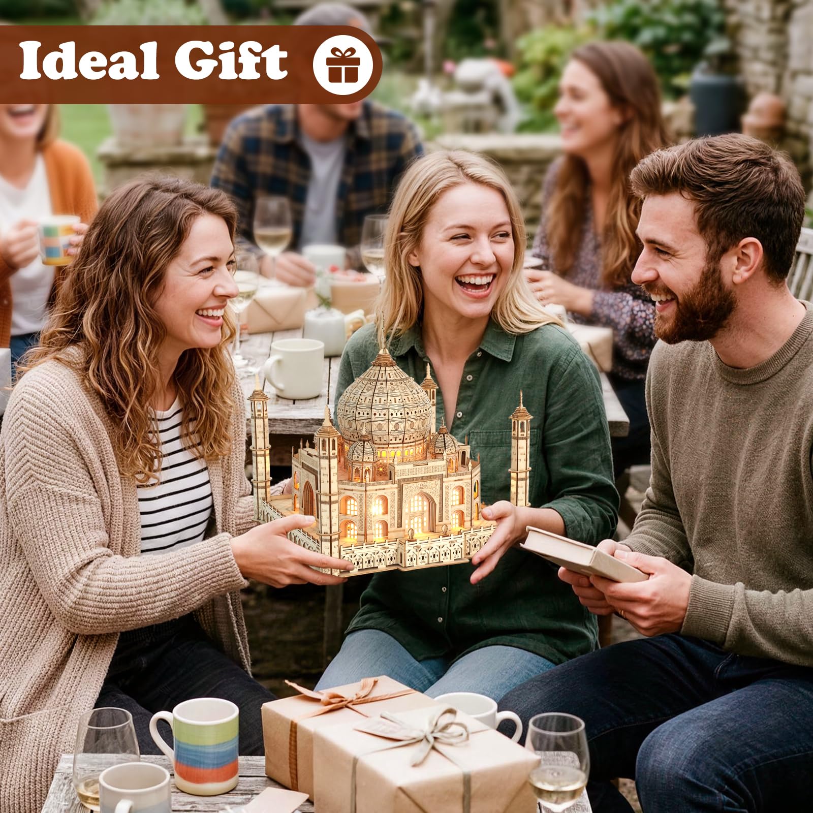 Cuteefun Puzzle 3D in Legno - Modello di Taj Mahal [388 Pcs] - Modellismo da Costruire Adulti, Regali Artigianali e Decorazioni, Idea Regalo per Compleanni, Natale