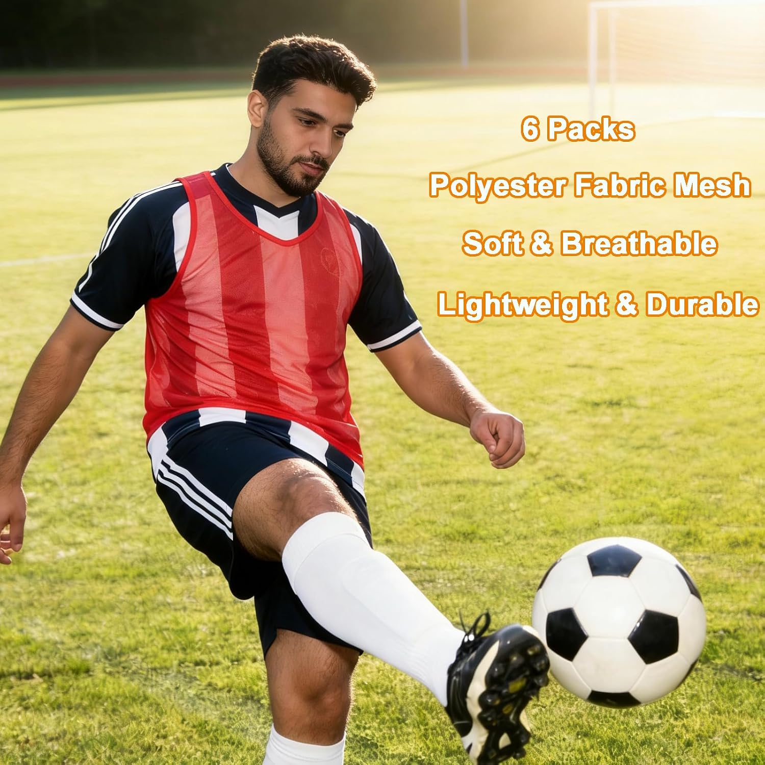 6 Pcs Pinnies Soccer Pennies, Breathable Scrimmage Vests, Team Practice Jersey for Soccer Baskeball Sports Practice