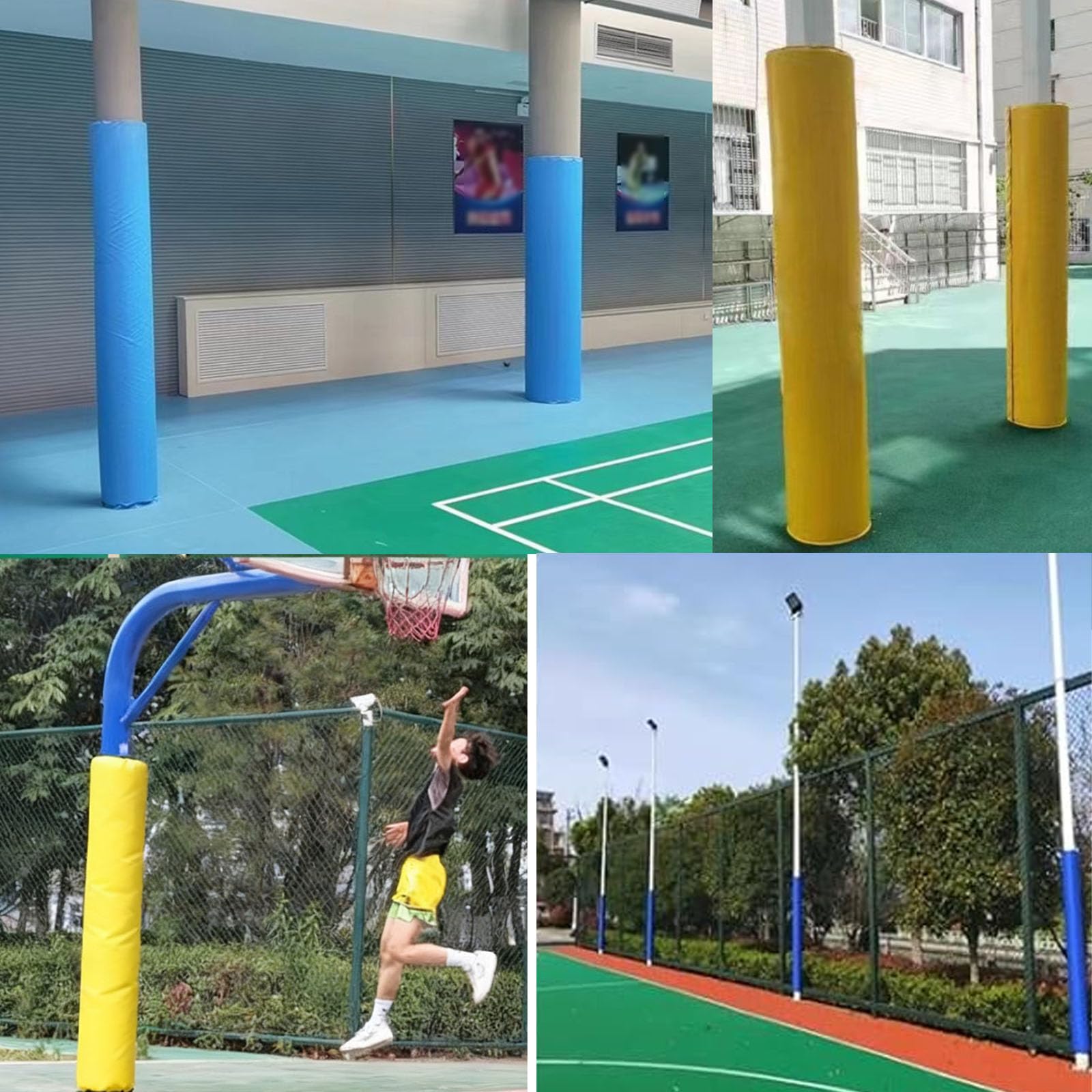 Acolchado protector para aro de baloncesto, 180 cm de alto, fácil de instalar, material de PVC, adecuado para canchas y gimnasios, cubierta de seguridad para postes redondos, almohadilla anticolisión