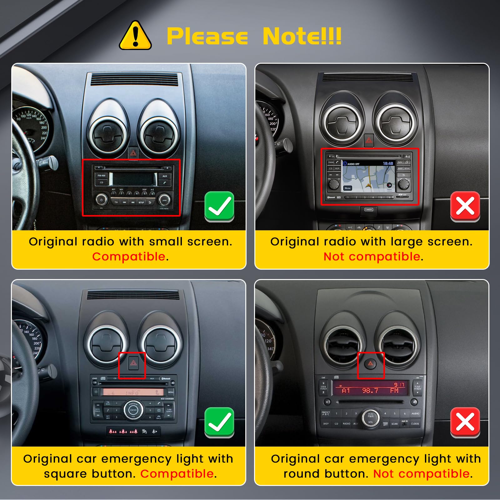 Inefala 4G+64G Android 15 Car Stereo do Nissana Qashqai 2006-2016 z bezprzewodową funkcją CarPlay Android Auto, 9-calowym ekranem dotykowym, Bluetooth Car Stereo z GPS WiFi DSP RDS MIC Tylna kamera